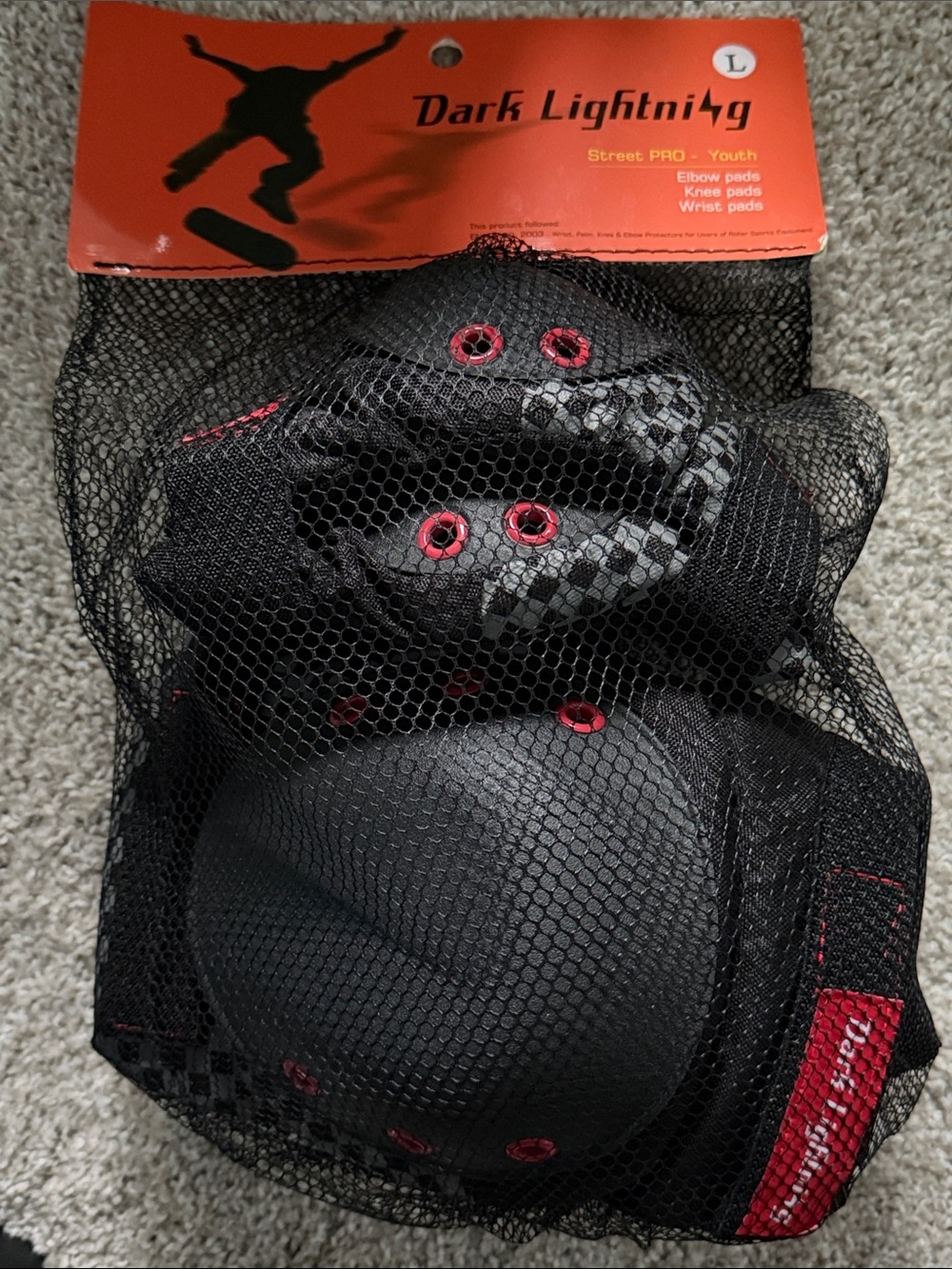 Black & Red Protective Skate Pad Set